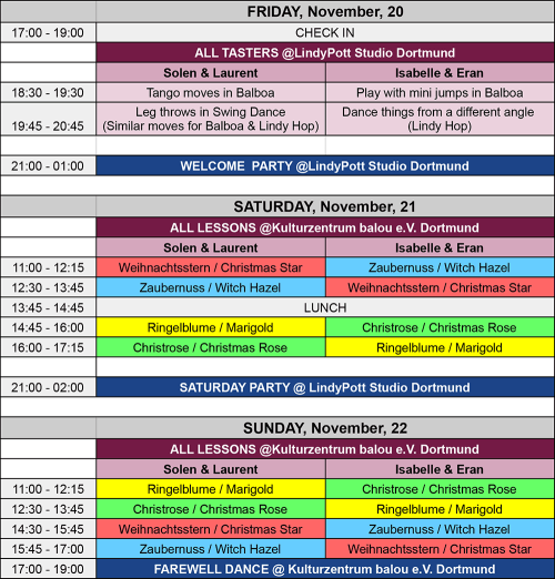 AUTUMN LEAVES THE POTT - Schedule 2026