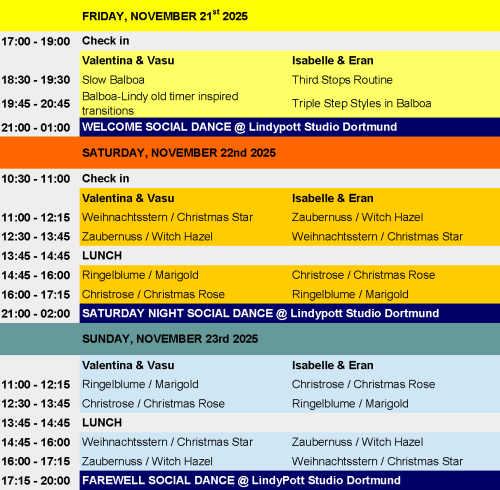 AUTUMN LEAVES THE POTT - Schedule 2025
